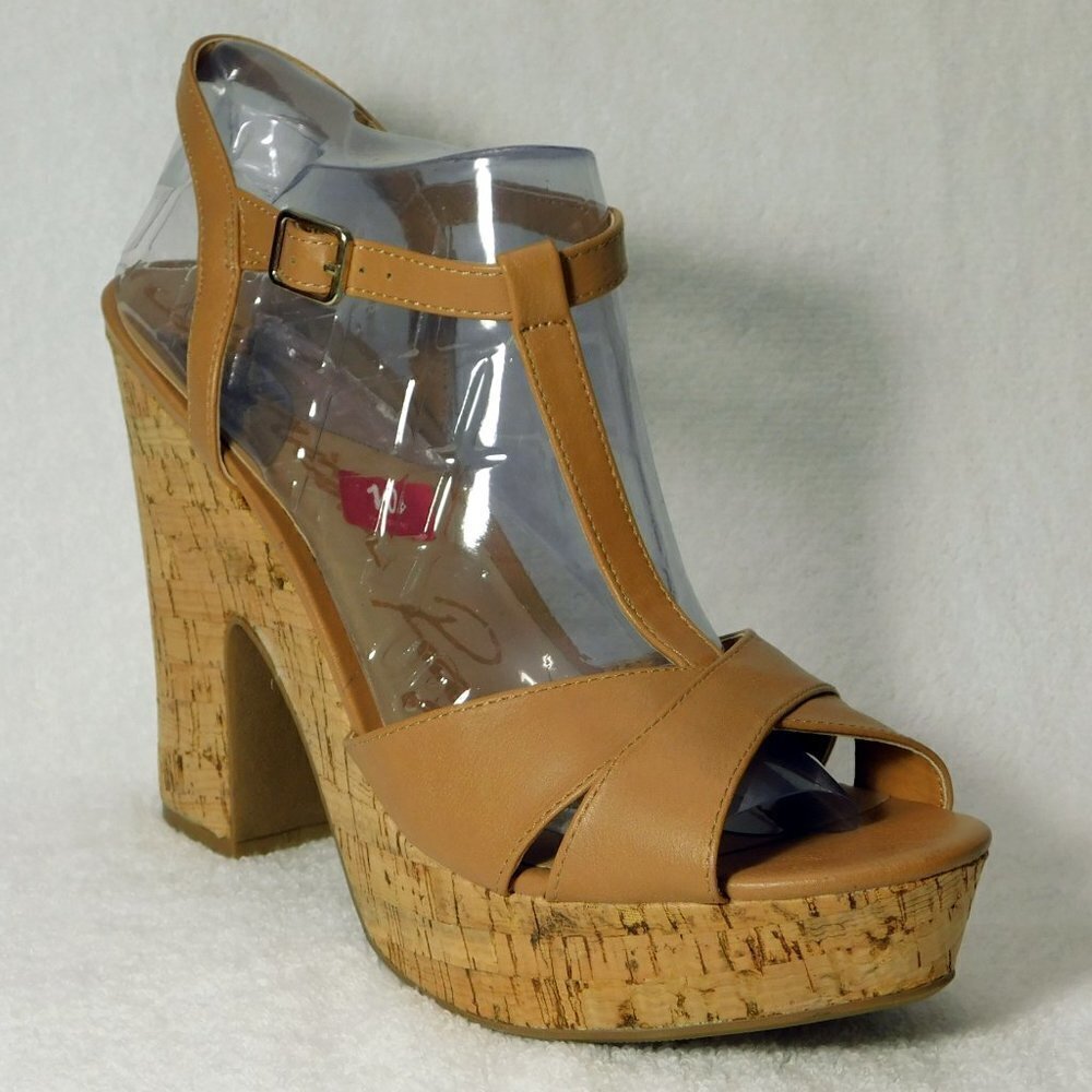 W437 American Rag Cork Jamie T-Strap Sandals 10 M